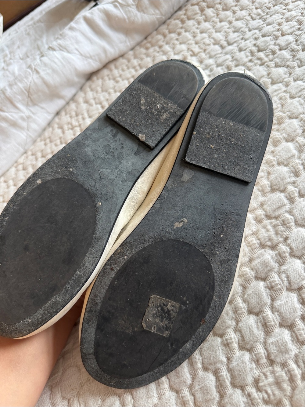 THE ROW / ivory & cream leather elastic strap ballet flats / 38 - Picture 6 of 9